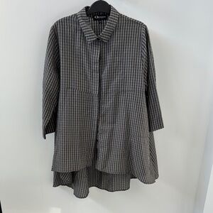 Gray Striped Button-Up Shirt
